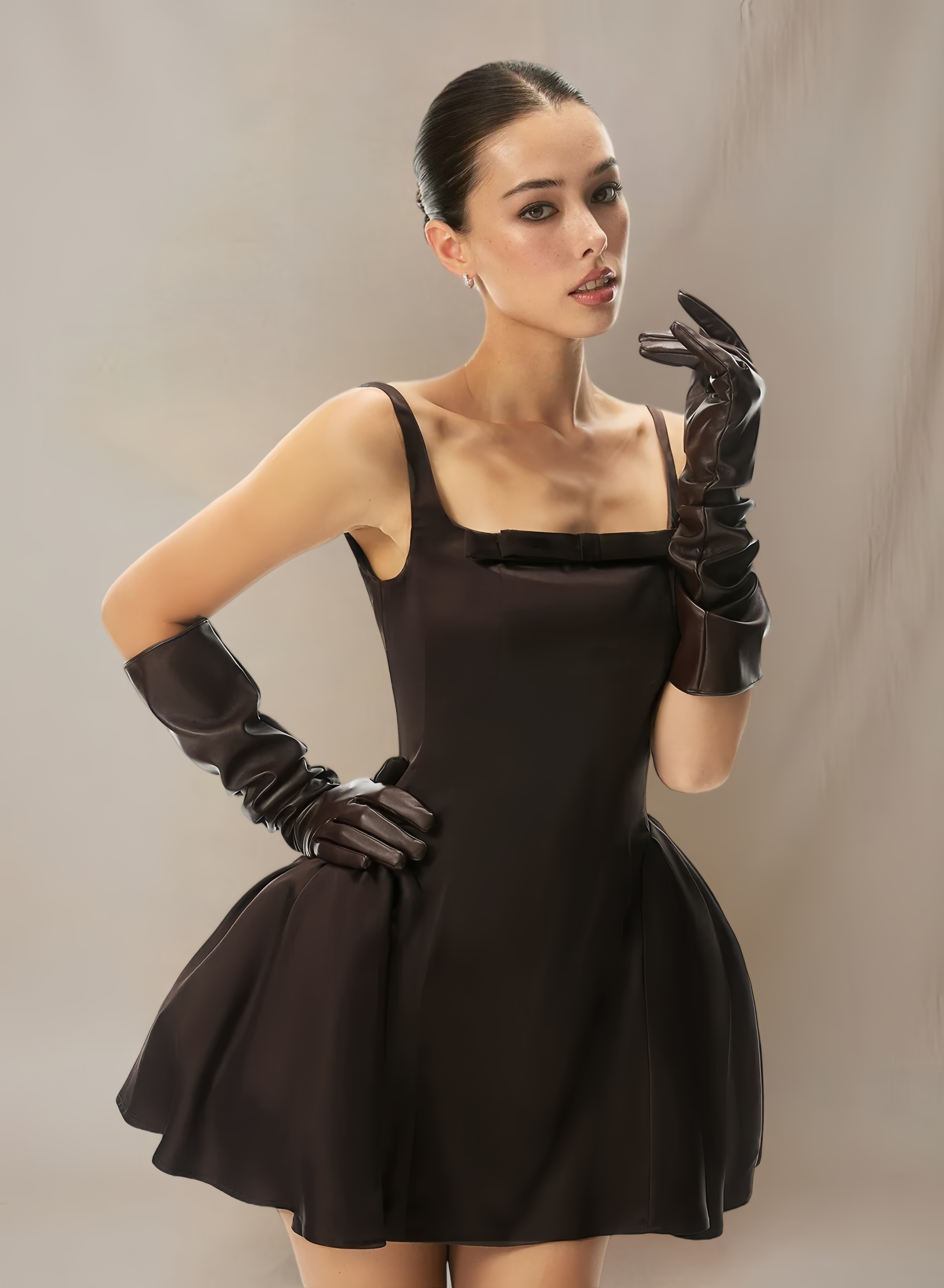 Satin Bow-Detail Camisole Mini Dress