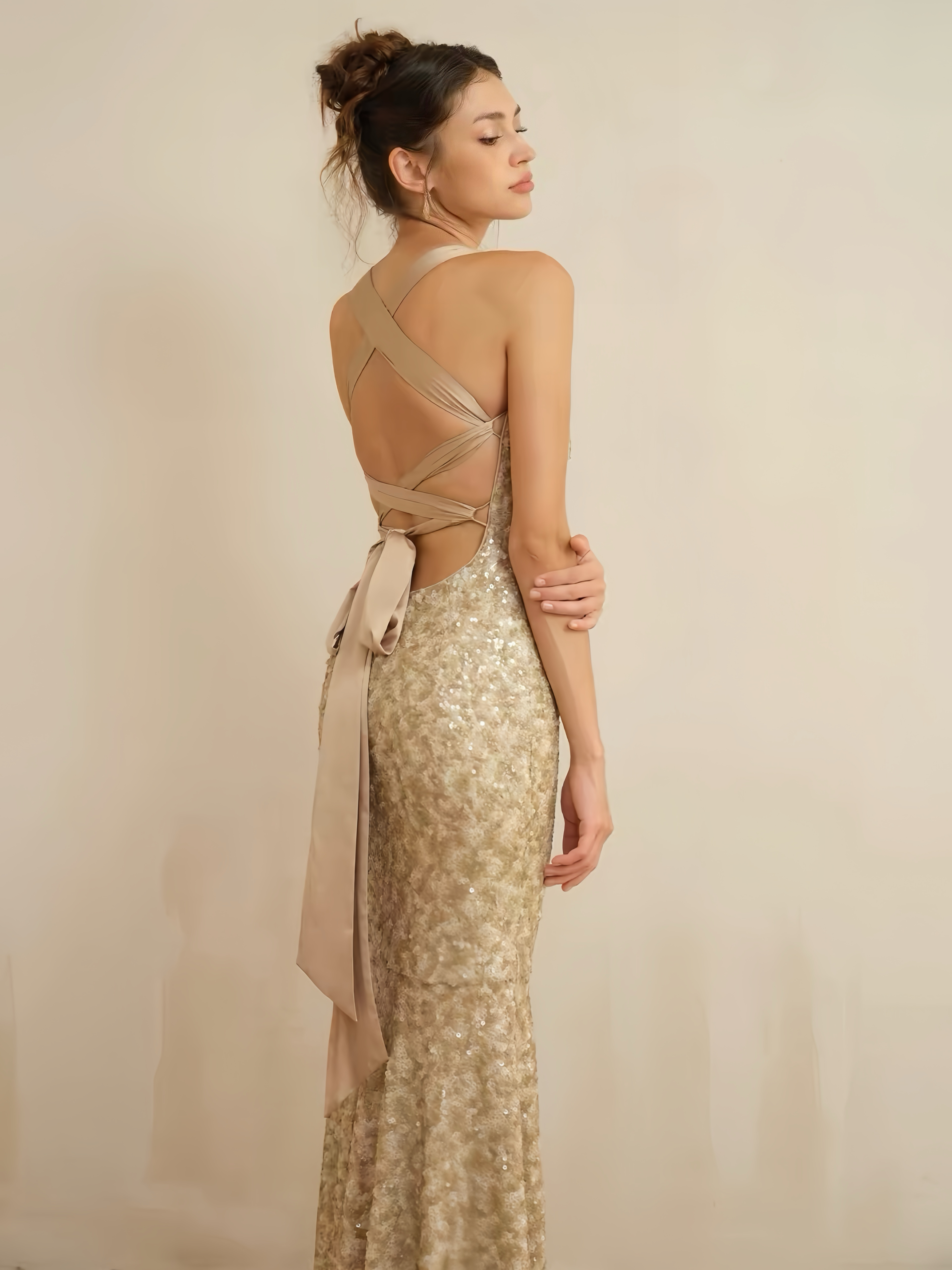 Cross-strap Backless Mermaid Dress