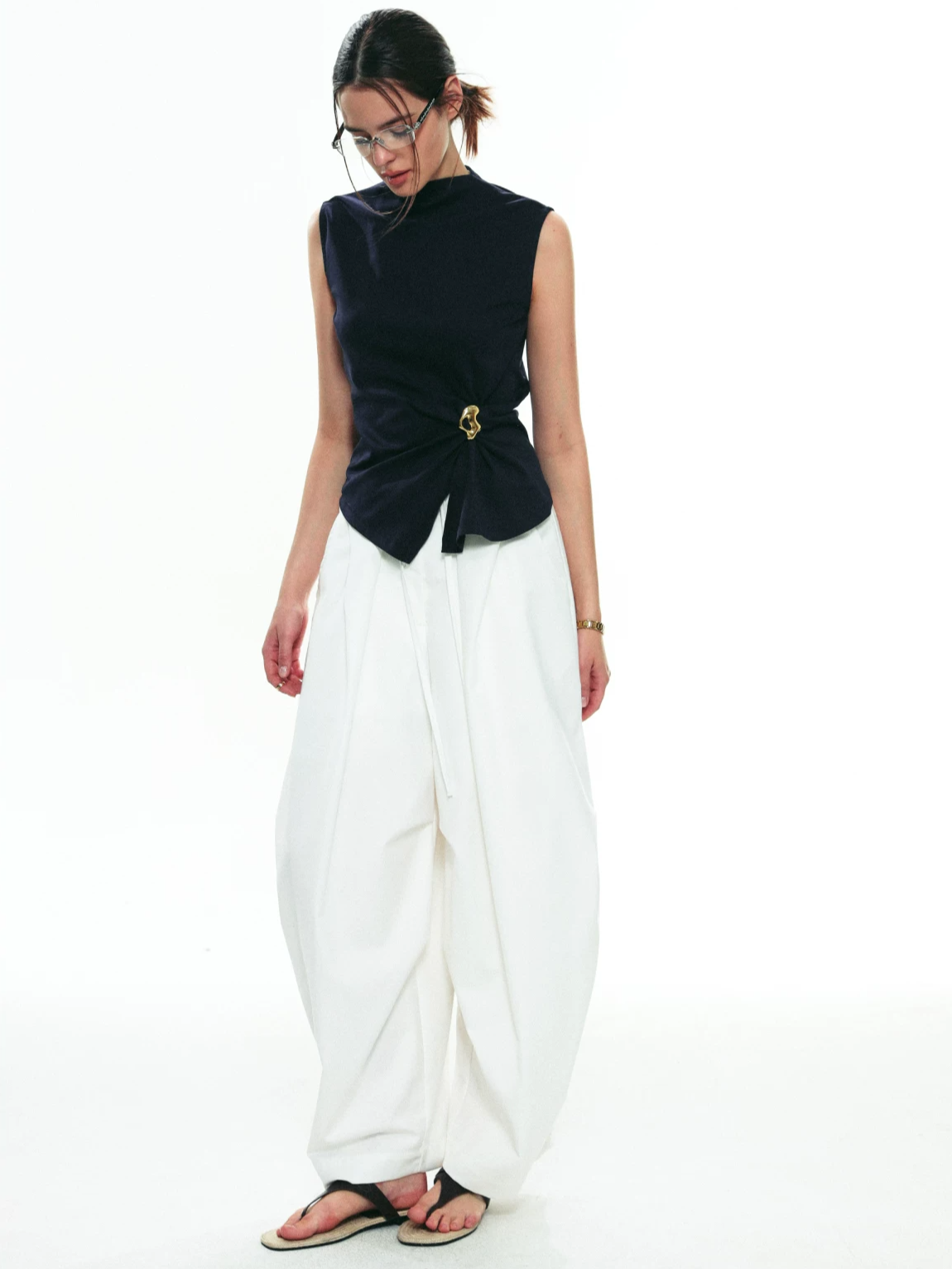 Sleeveless Cable-Knit Vest Set