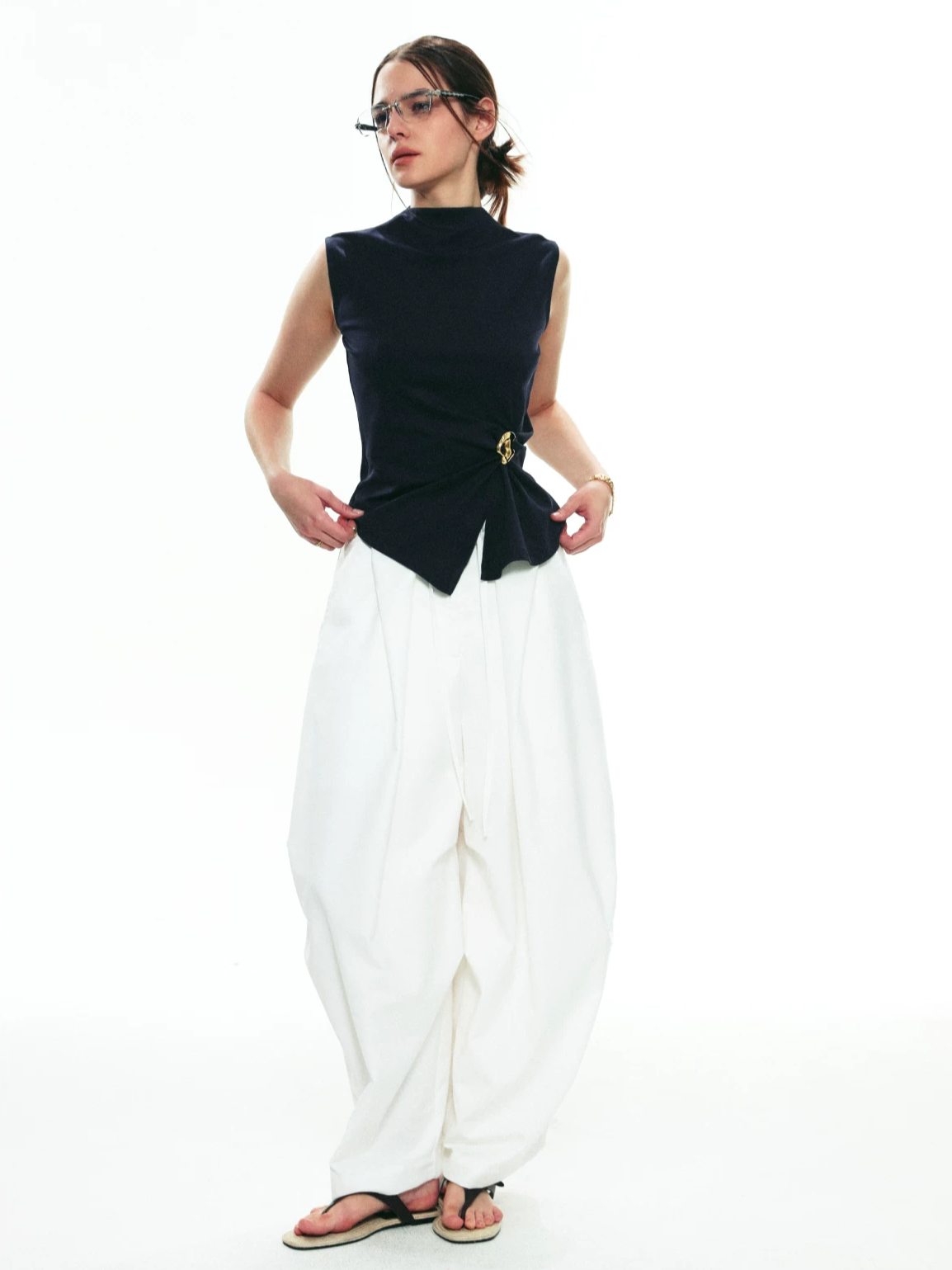 Sleeveless Cable-Knit Vest Set