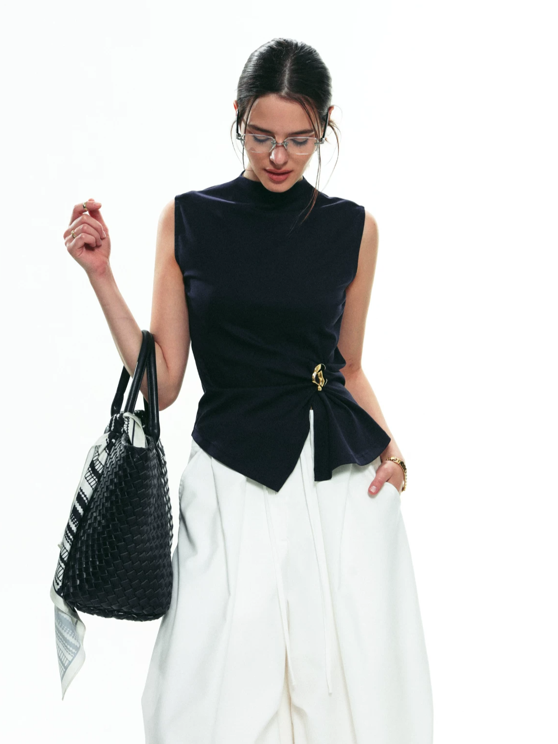Sleeveless Cable-Knit Vest Set