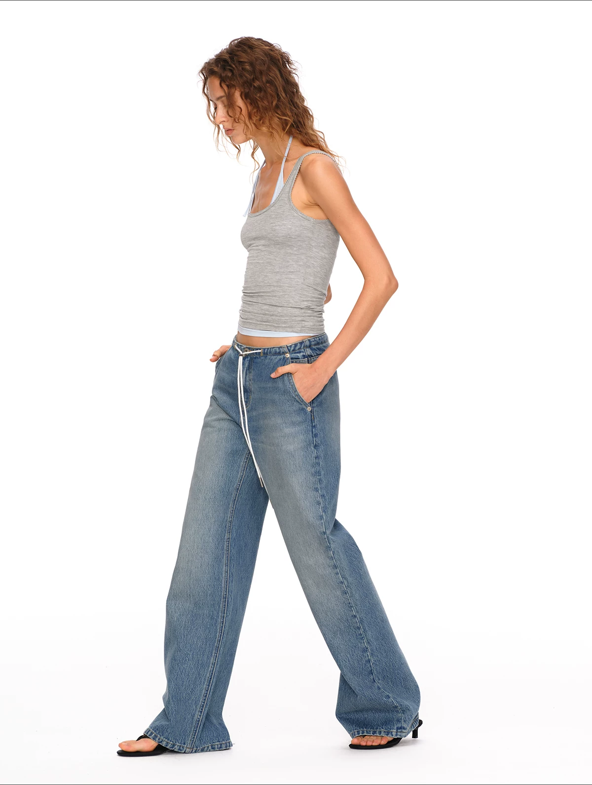 Classic Waistband-Free Drawstring Jeans