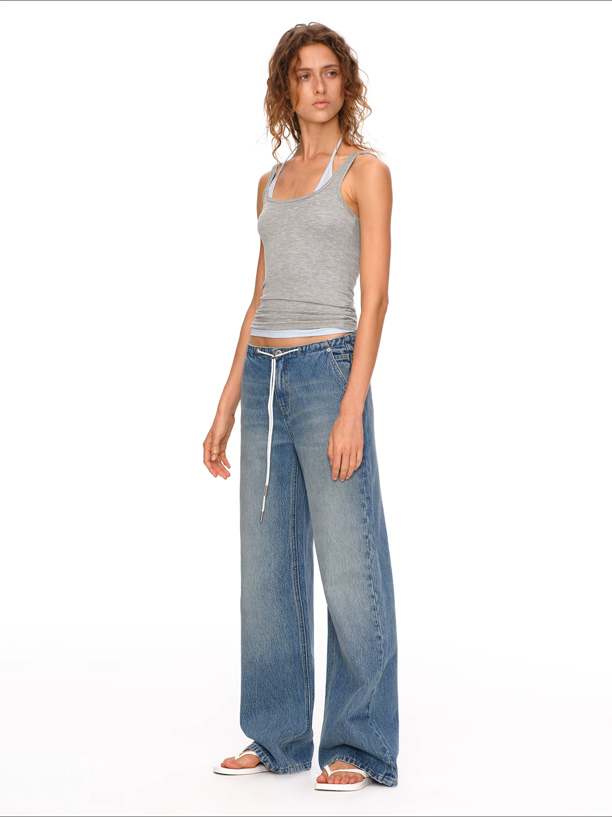 Classic Waistband-Free Drawstring Jeans