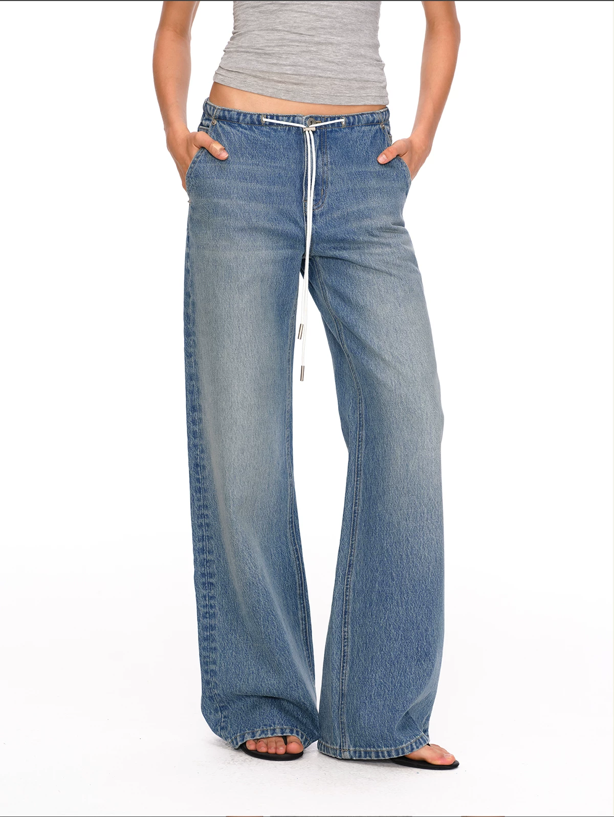 Classic Waistband-Free Drawstring Jeans