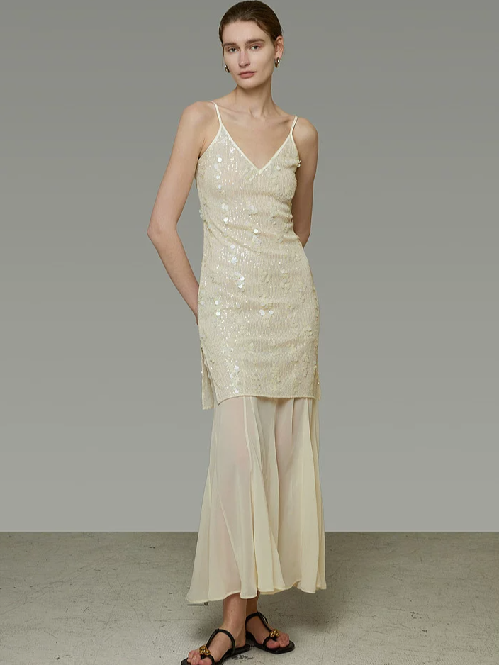 Sequined Patchwork Dress