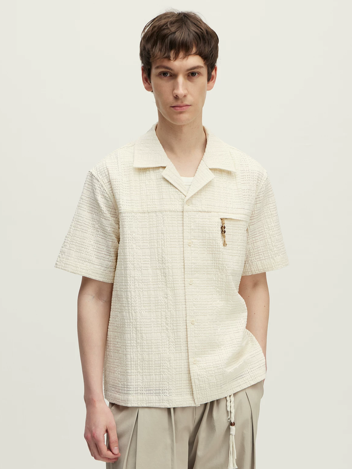 Plaid Cutout Short-sleeved Shirt