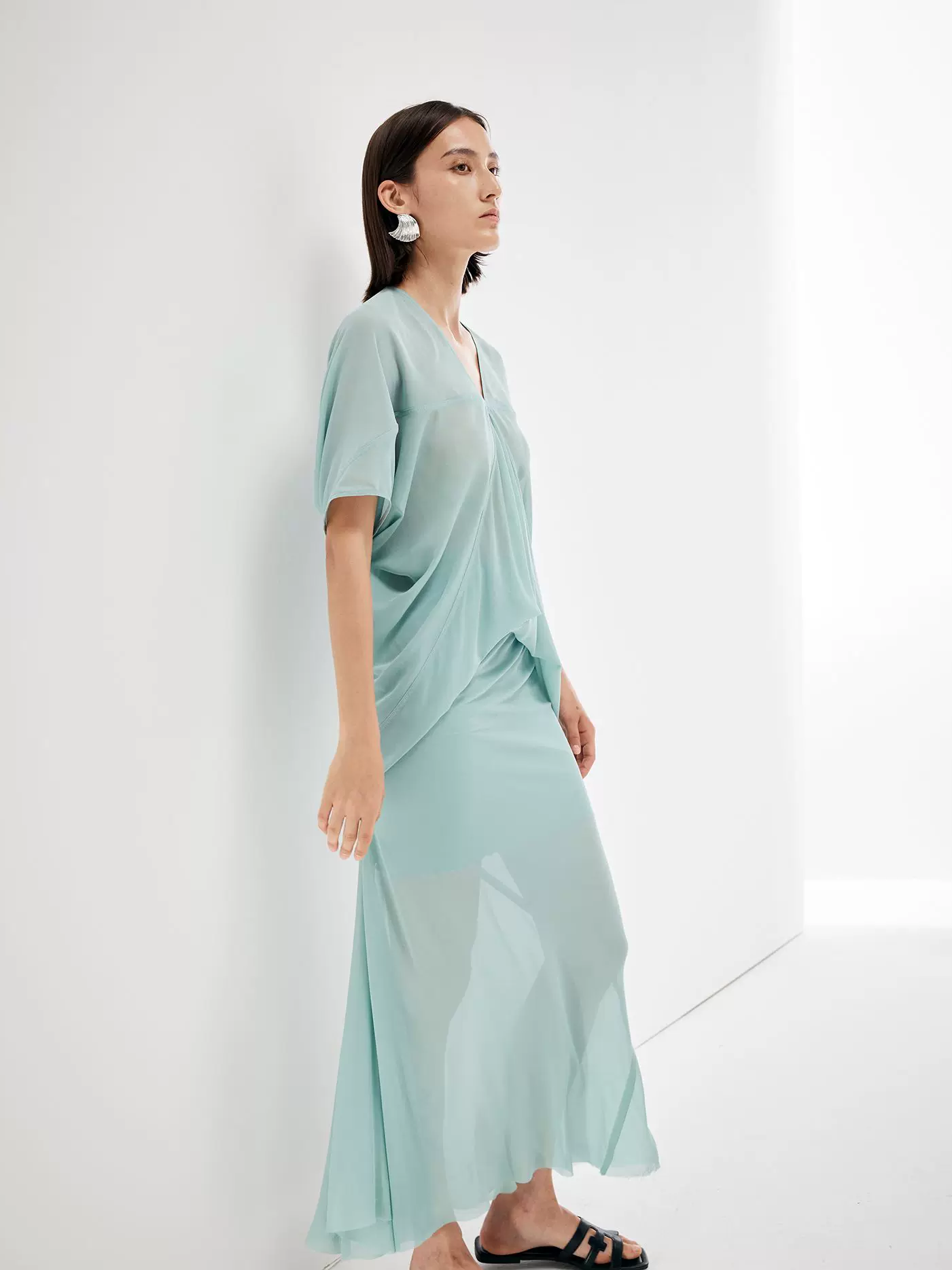 Flowing Cut Sheer Skirt 