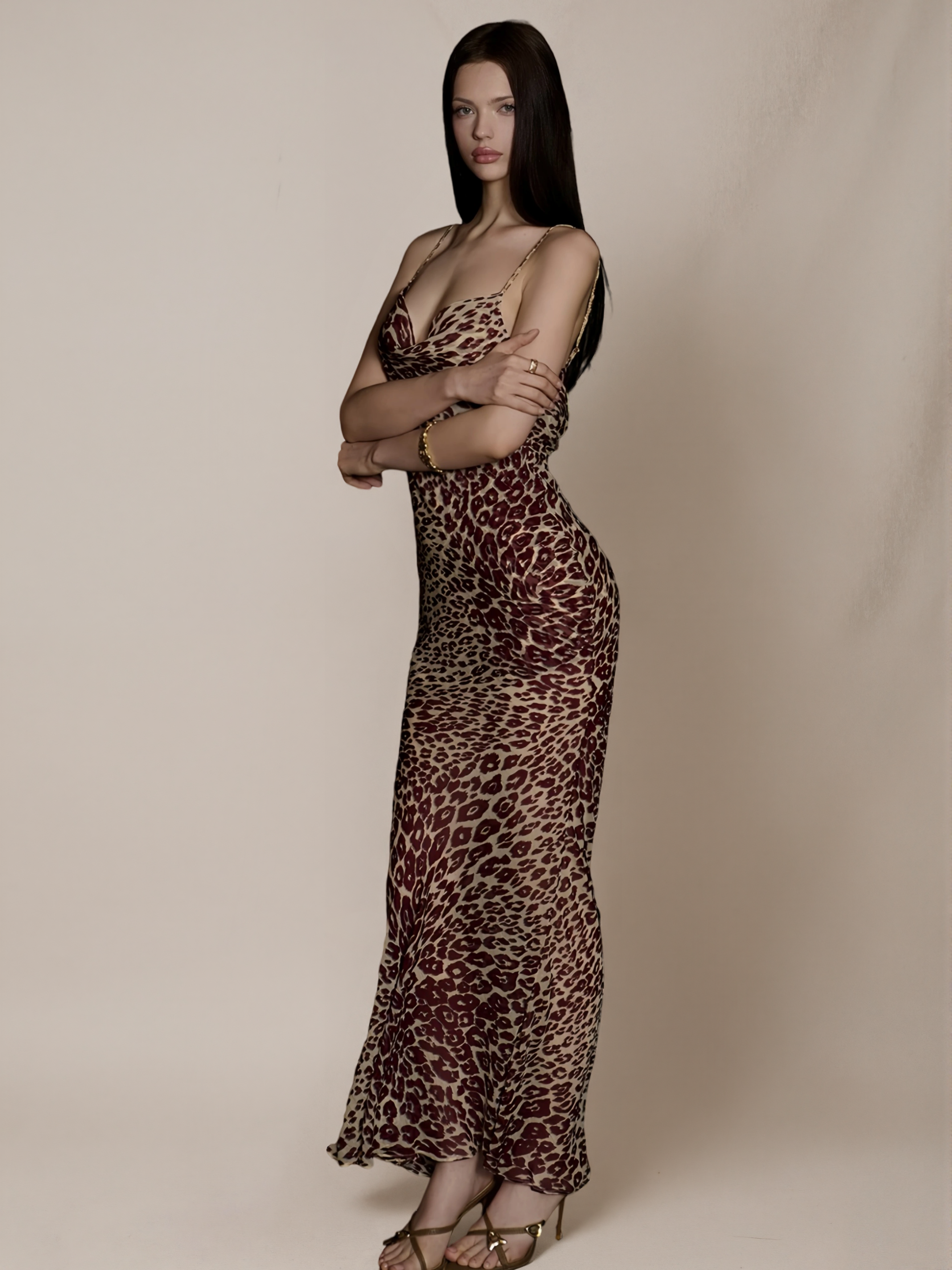 Leopard Print One-Piece Asymmetrical Mermaid Dress