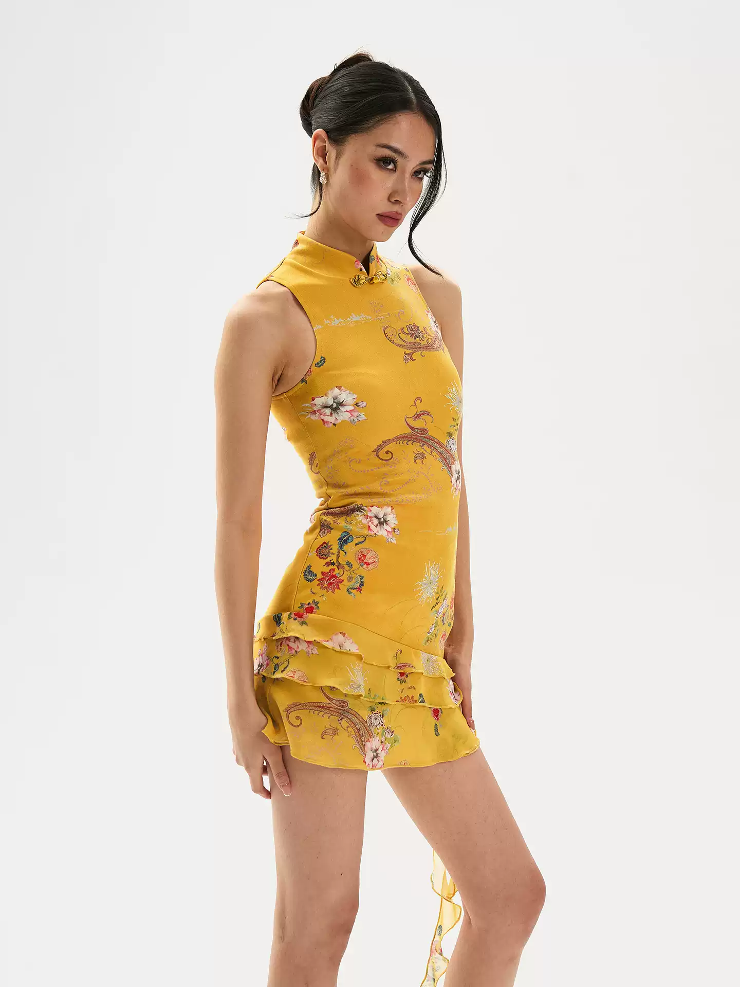 Chinese-style Slim-fit Mandarin Collar QiPao Mini Dress