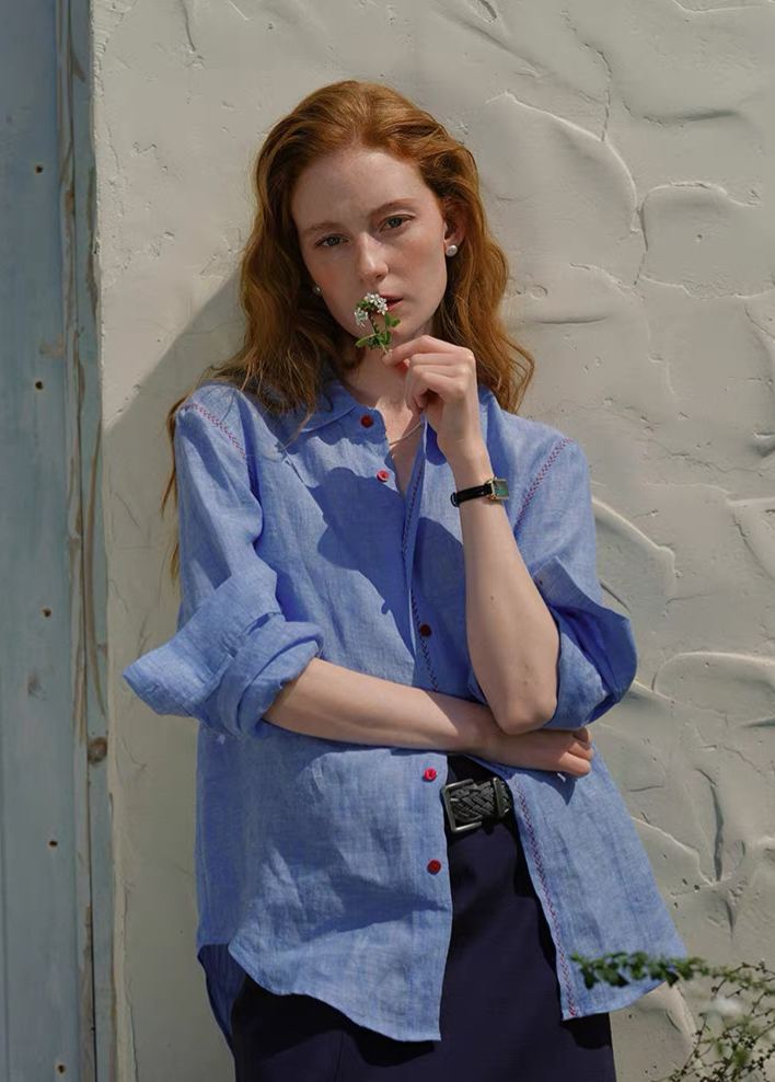 Long-Sleeve Linen Shirt