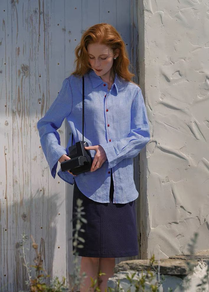 Long-Sleeve Linen Shirt