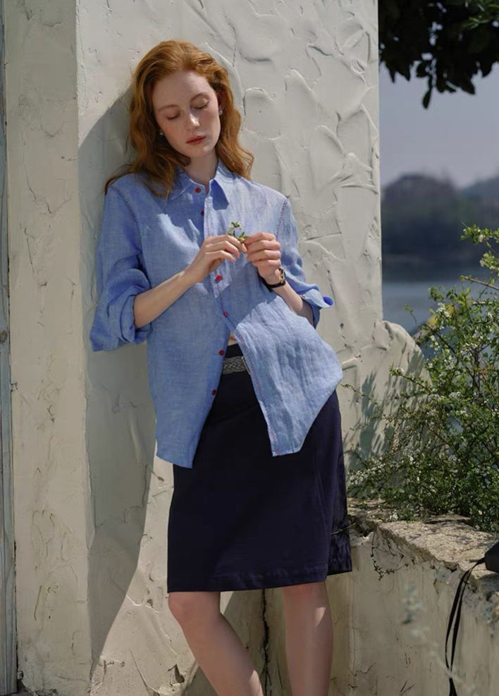 Long-Sleeve Linen Shirt