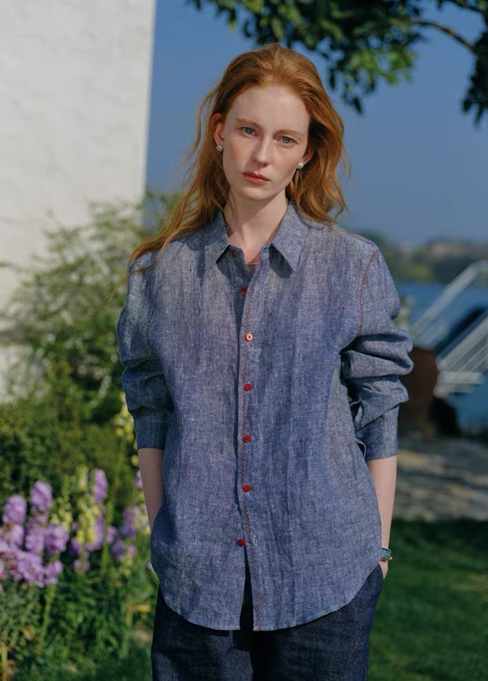Long-Sleeve Linen Shirt