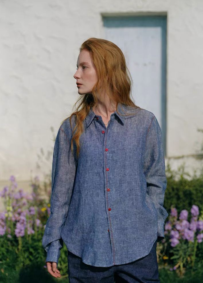 Long-Sleeve Linen Shirt