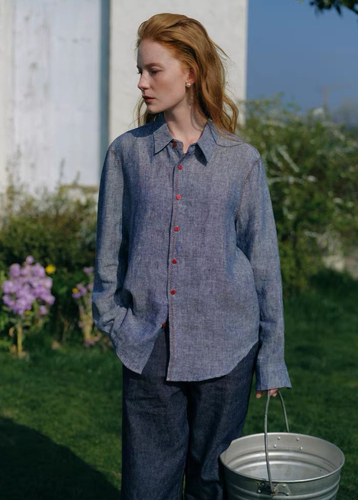Long-Sleeve Linen Shirt