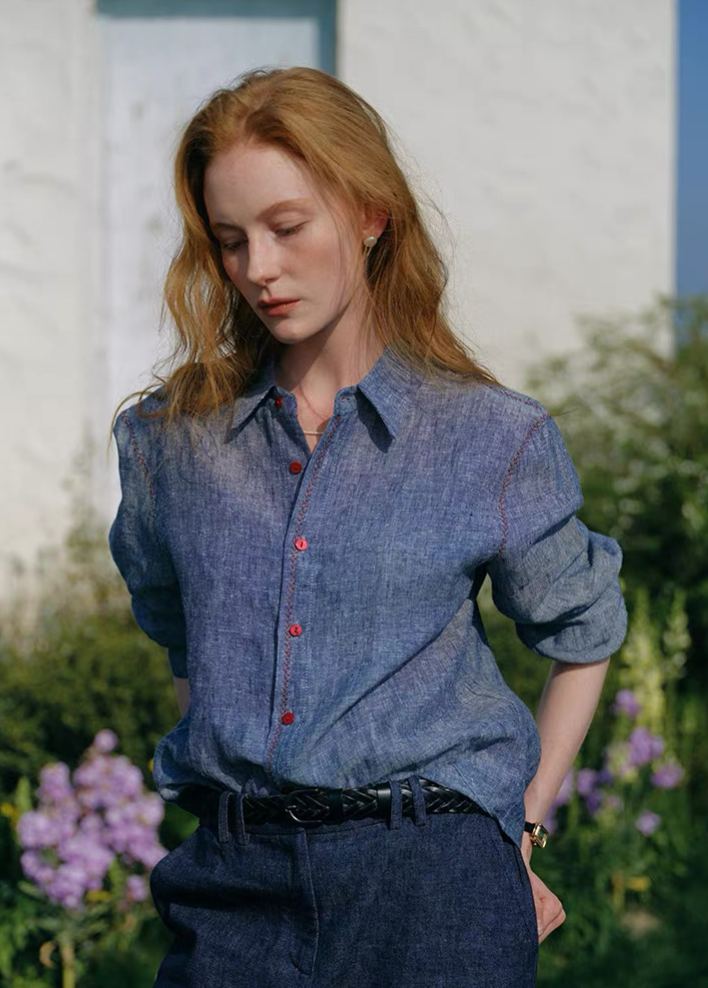 Long-Sleeve Linen Shirt