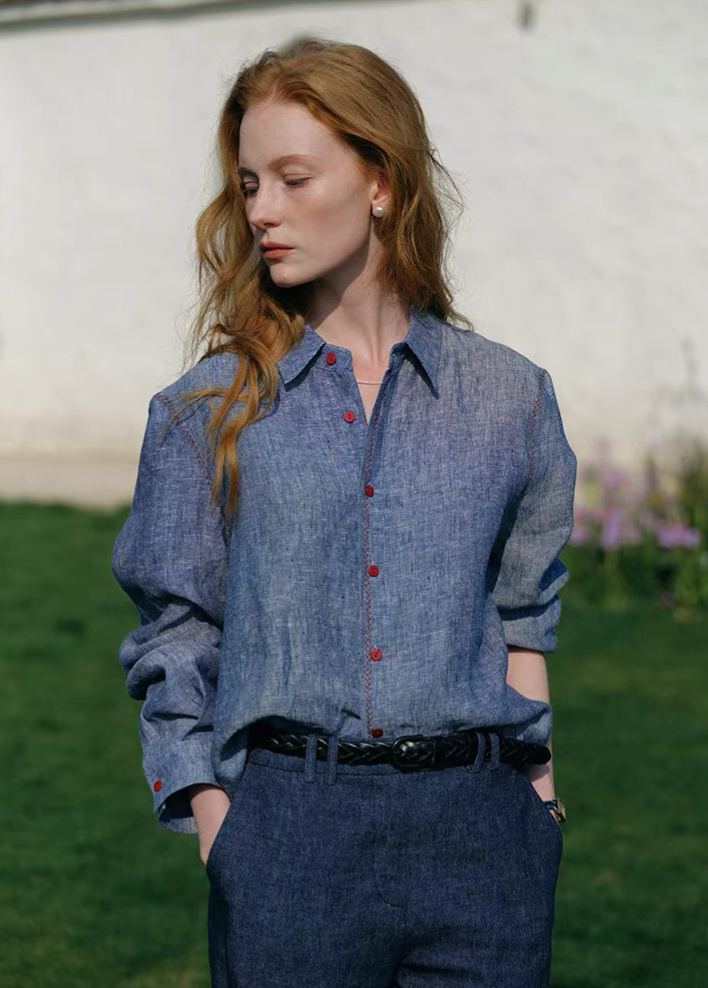 Long-Sleeve Linen Shirt