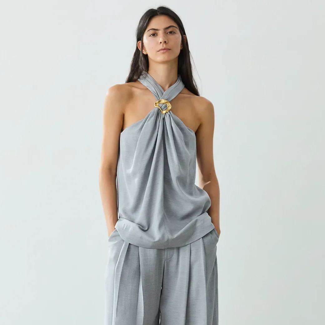 Vest and Wide-Leg Trousers Set