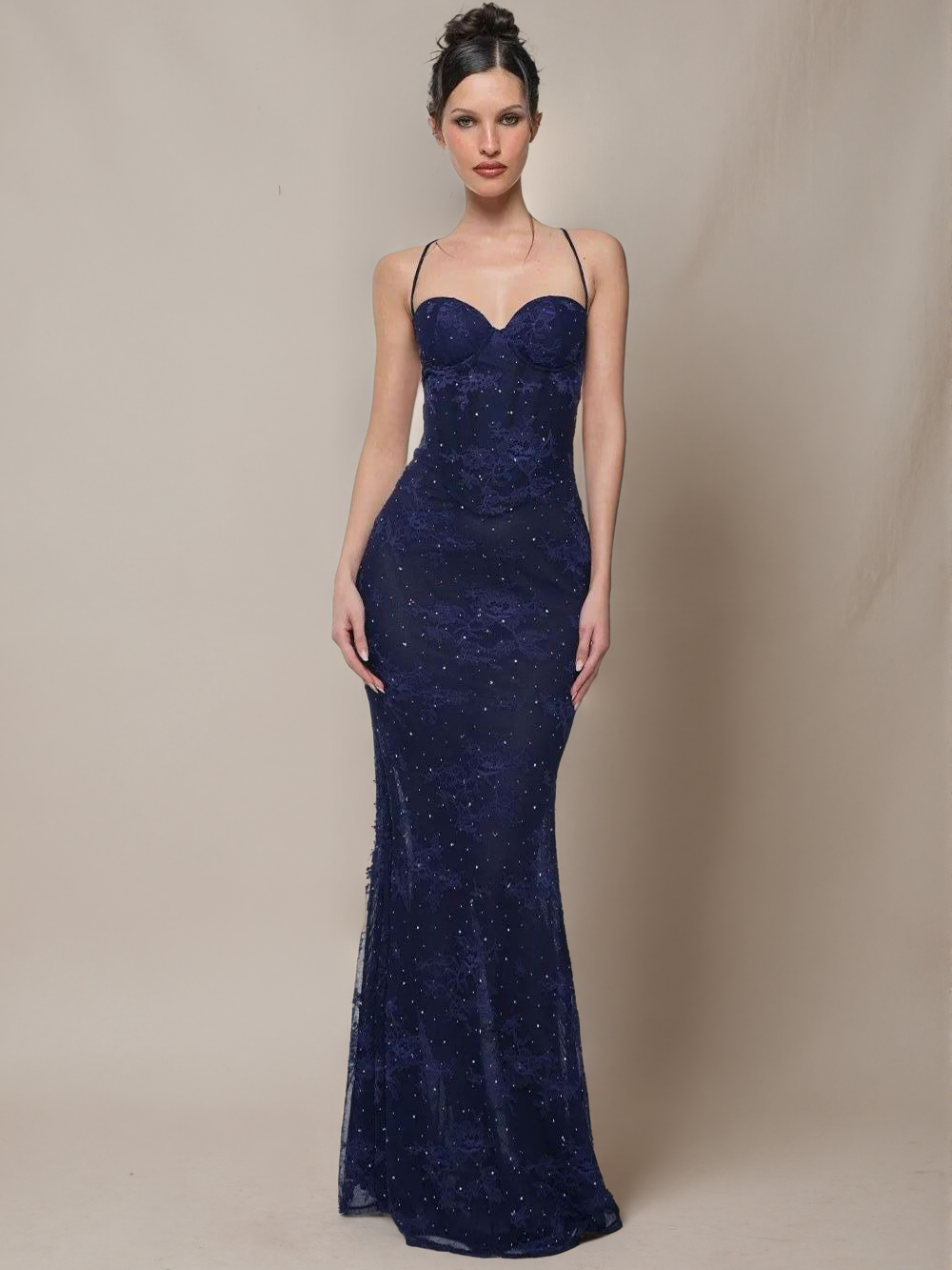 Double-Layer Lace Boned-Waist Dress