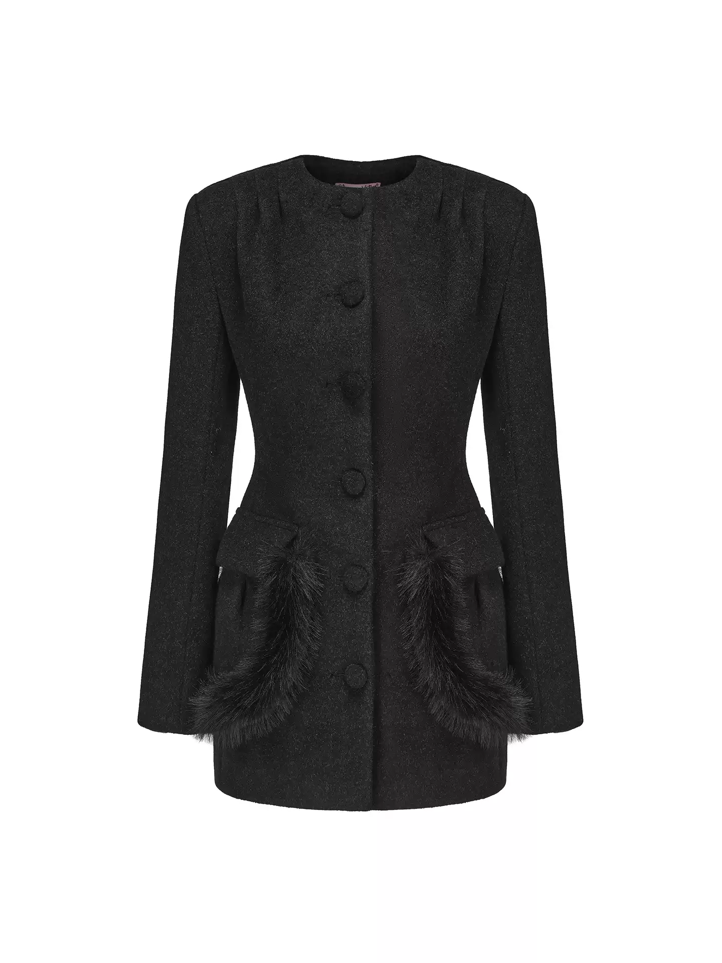 "Winter Feast" Waisted with Fur Trim Wool Coat 