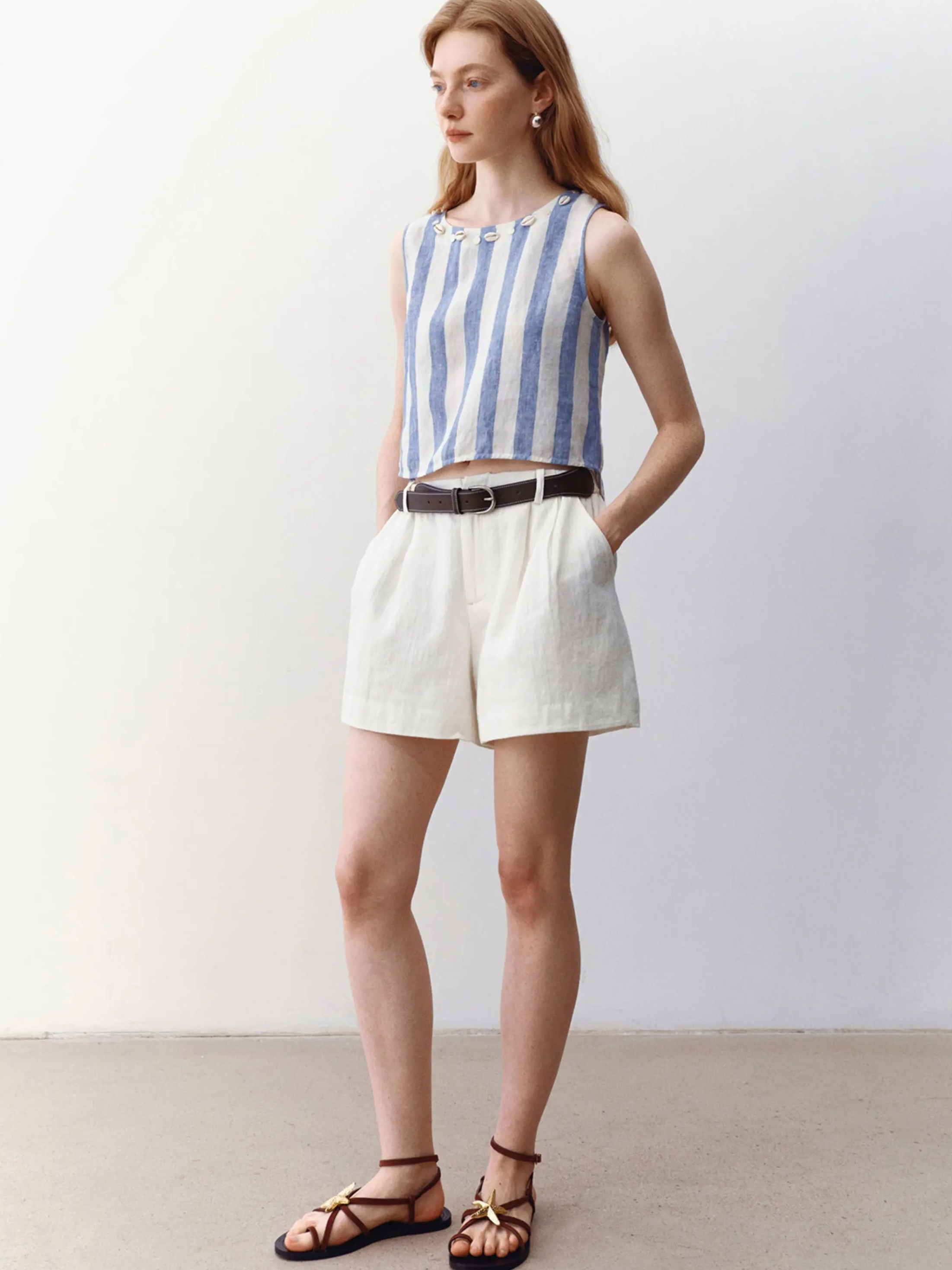 Casual Simple Shorts,Free Belt!
