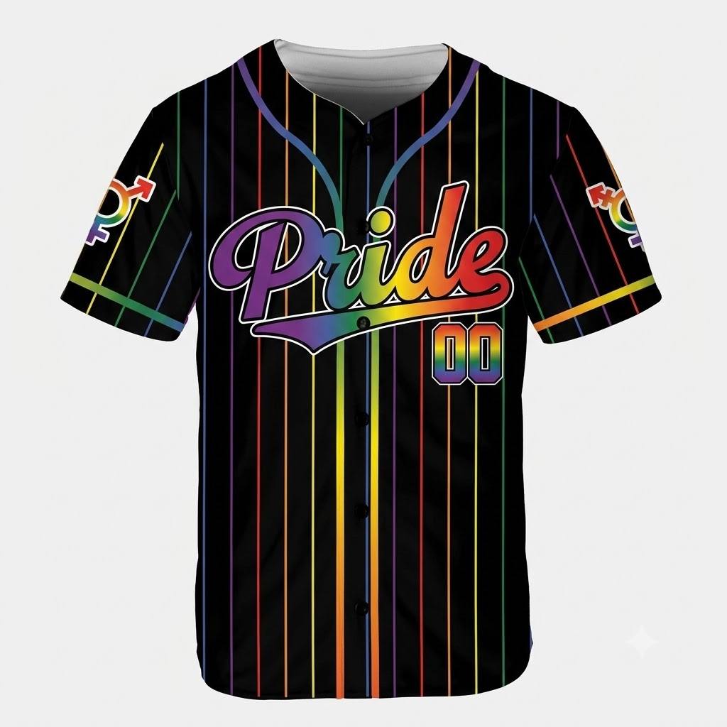 LGBTQ Baseball Custom Black Pride Rainbow Matching Jersey