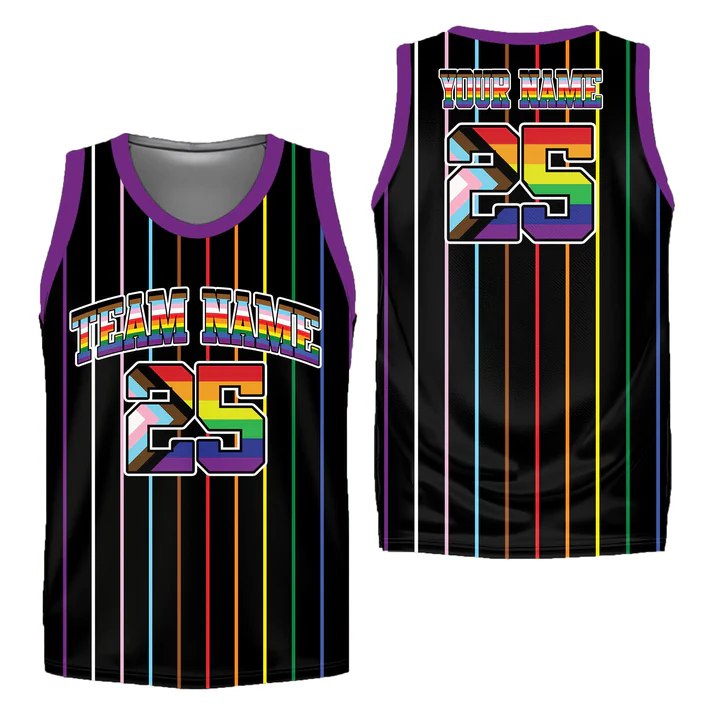 Personalized Name LGBT Pride Month Basketball Jersey