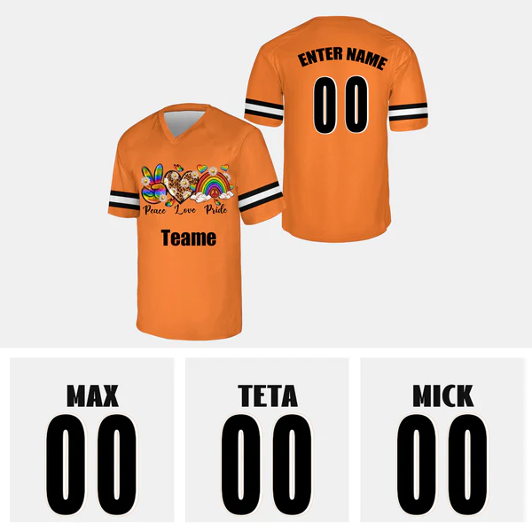 Personalized Pcace Love Pride Football Jersey