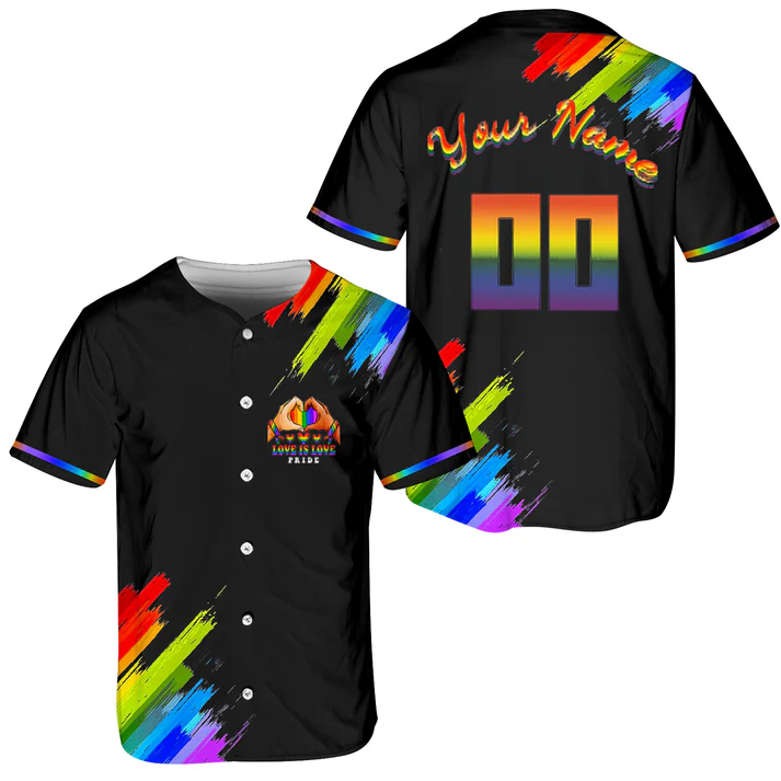 Custom Love Is Love Pride Black Baseball Jerseys
