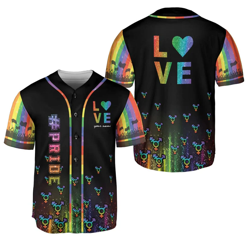Personalized LGBT Pride Baseball Jersey Pride Hand/Rainbow Les Gay Shirts LGBT Pride Month Jerseys