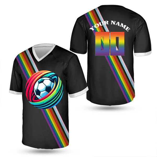 Custom LGBT Patchwork V-neck Football Jersey