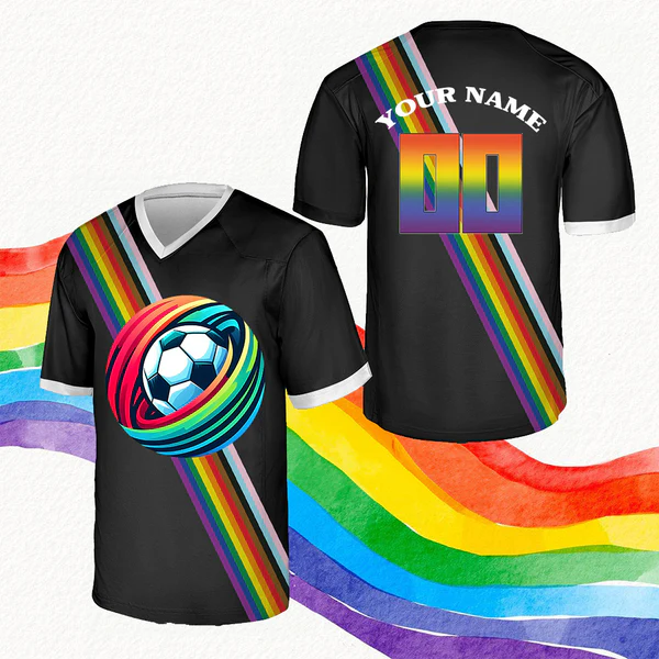 Custom LGBT Patchwork V-neck Football Jersey