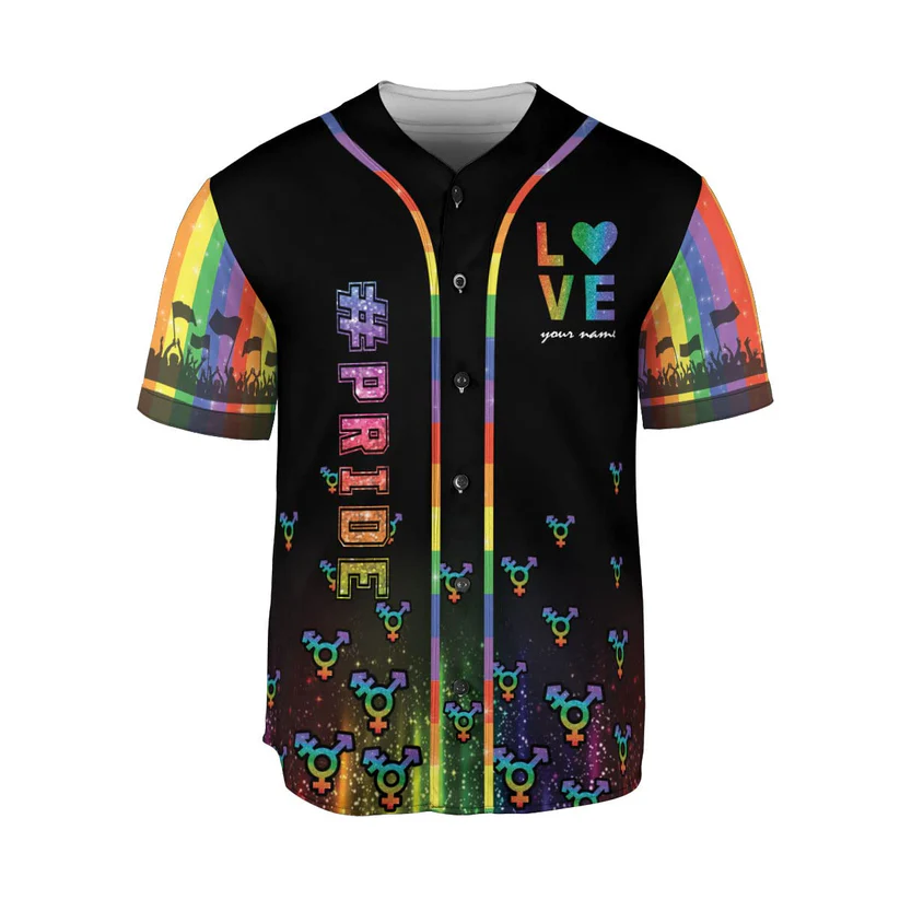 Personalized LGBT Pride Baseball Jersey Pride Hand/Rainbow Les Gay Shirts LGBT Pride Month Jerseys