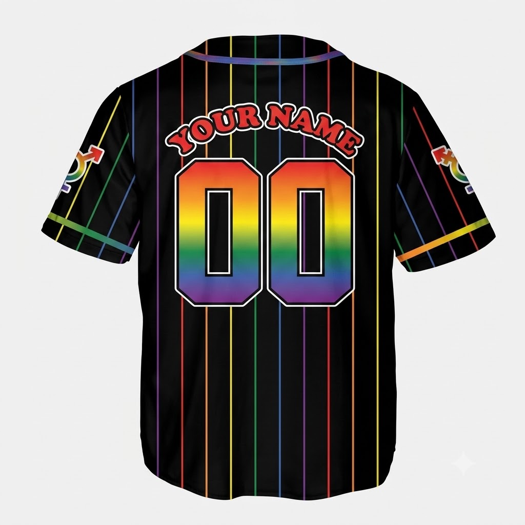 LGBTQ Baseball Custom Black Pride Rainbow Matching Jersey