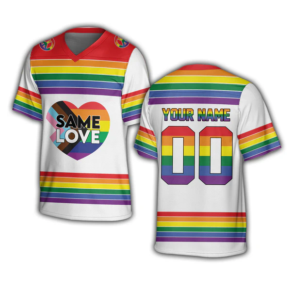 Custom Rainbow Football Jersey LGBTQ Shirt