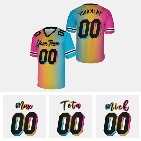 Personalized Gradient V-neck Football Jersey
