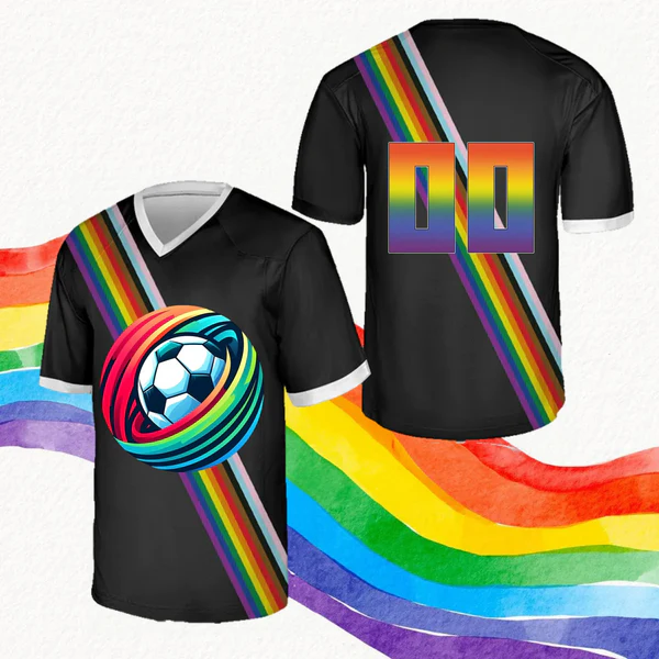 Custom LGBT Patchwork V-neck Football Jersey