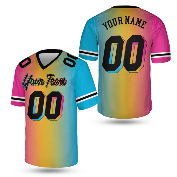 Personalized Gradient V-neck Football Jersey