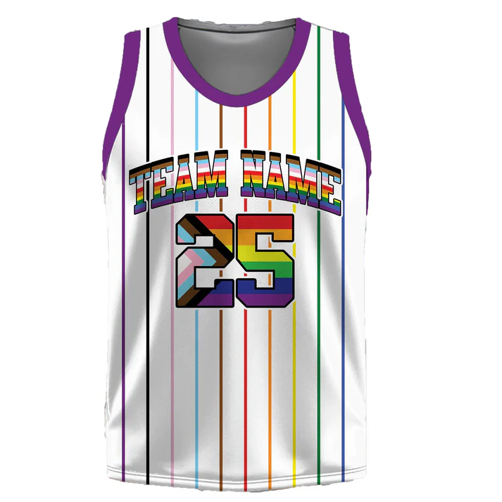 Personalized Name LGBT Pride Month White Basketball Jersey