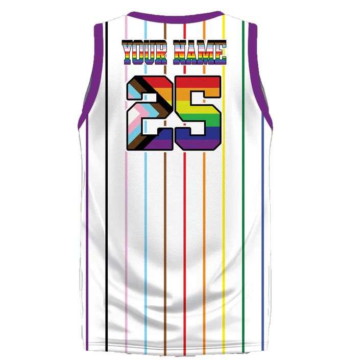 Personalized Name LGBT Pride Month White Basketball Jersey