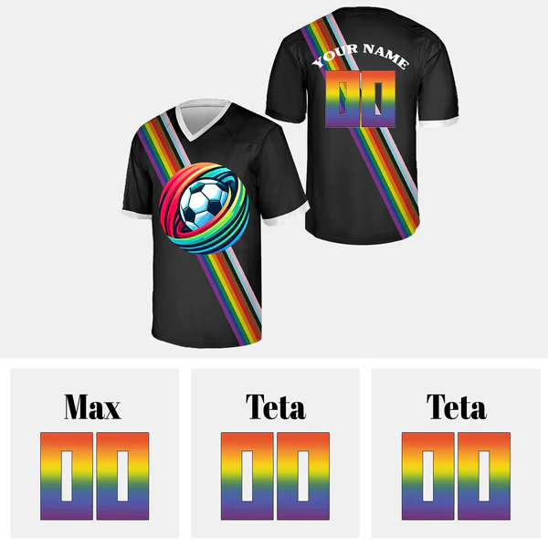 Custom LGBT Patchwork V-neck Football Jersey