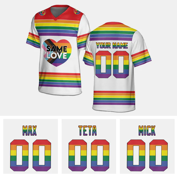 Custom Rainbow Football Jersey LGBTQ Shirt