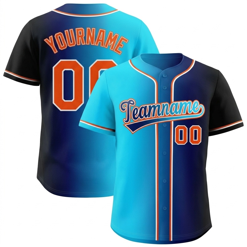 Custom Aqua & Black/Red Gradient Fashion Baseball Jersey