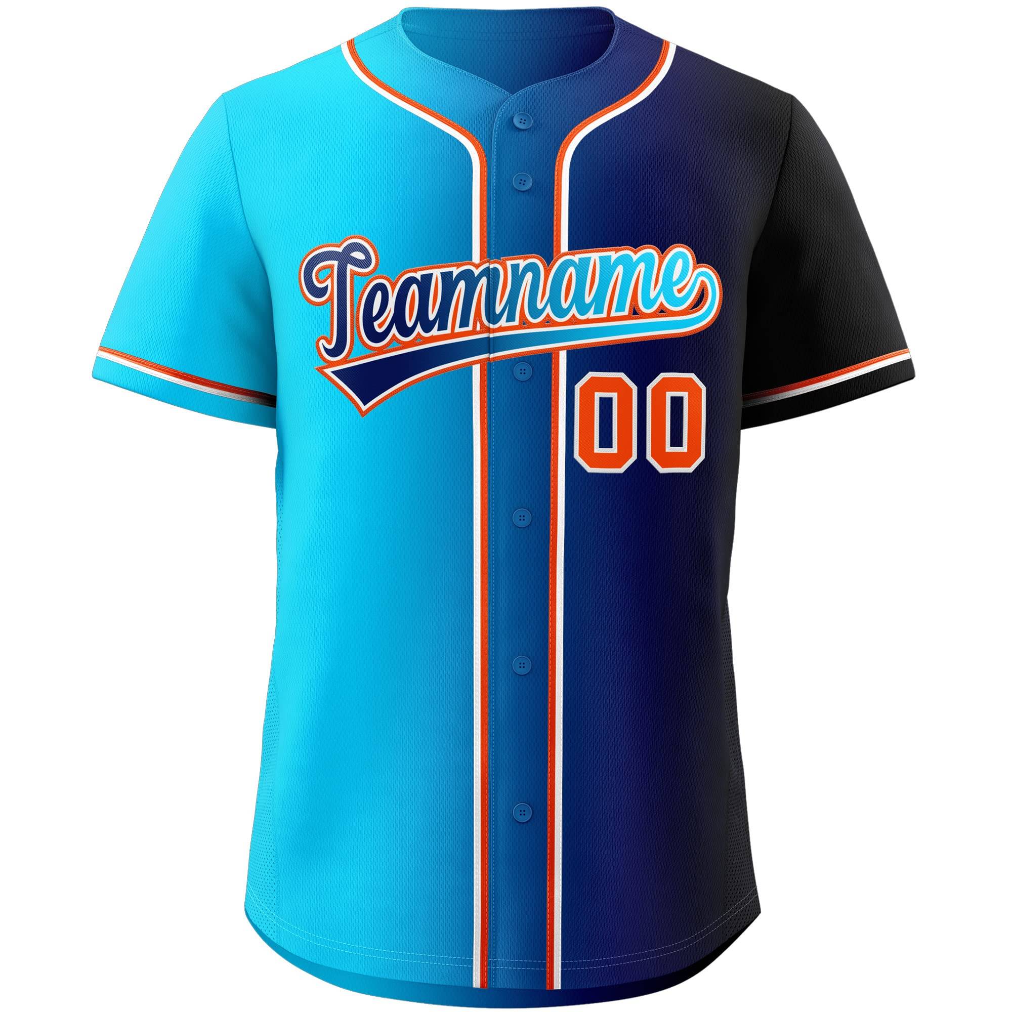 Custom Aqua & Black/Red Gradient Fashion Baseball Jersey