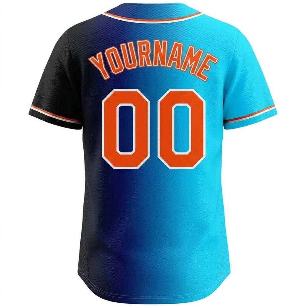 Custom Aqua & Black/Red Gradient Fashion Baseball Jersey