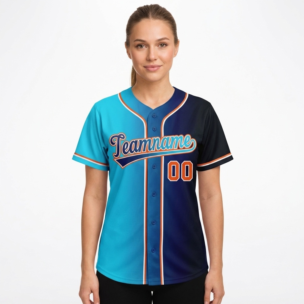 Custom Aqua & Black/Red Gradient Fashion Baseball Jersey