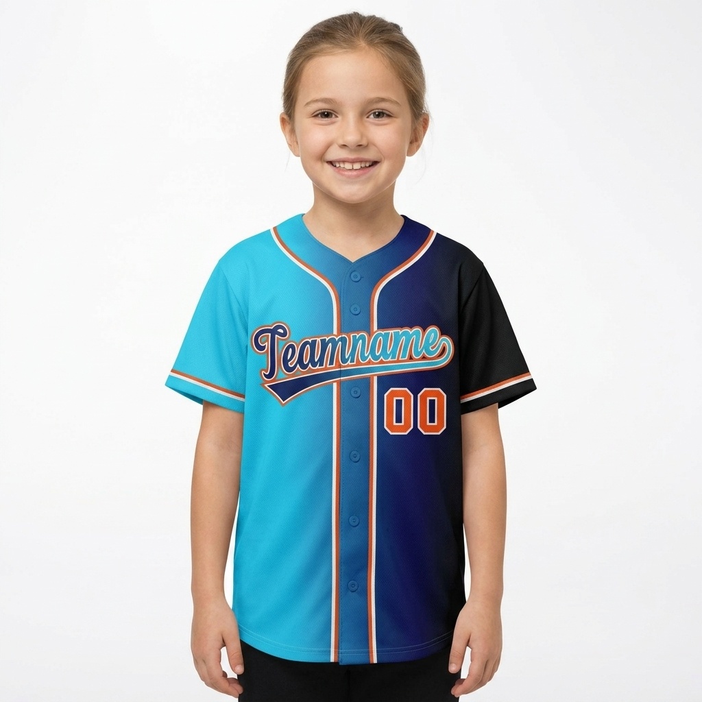 Custom Aqua & Black/Red Gradient Fashion Baseball Jersey