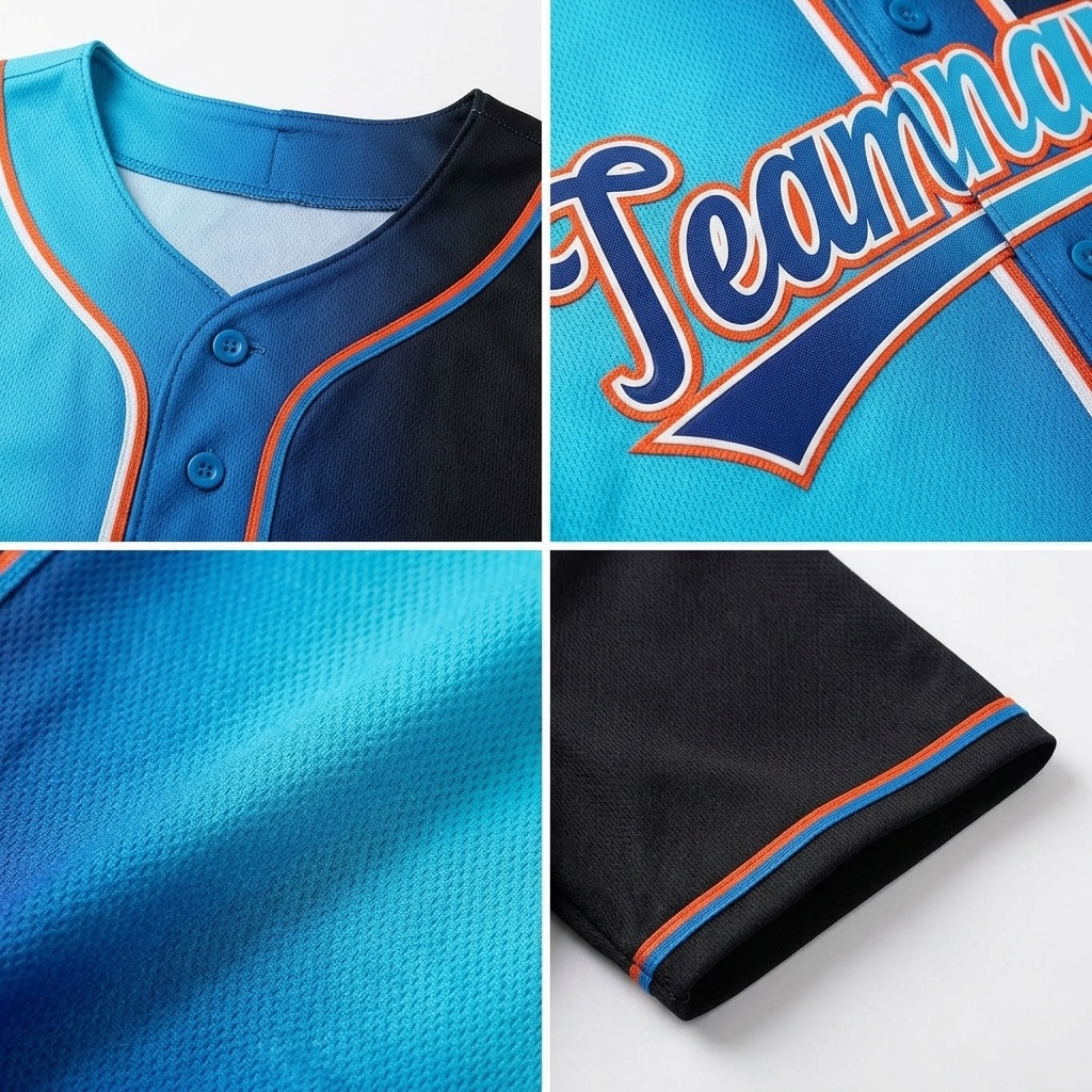 Custom Aqua & Black/Red Gradient Fashion Baseball Jersey