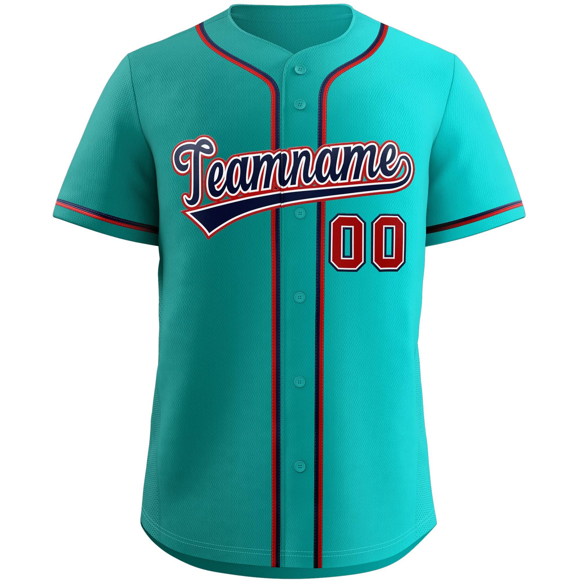 Custom Aqua & Navy/Red Gradient Fashion Baseball Jersey