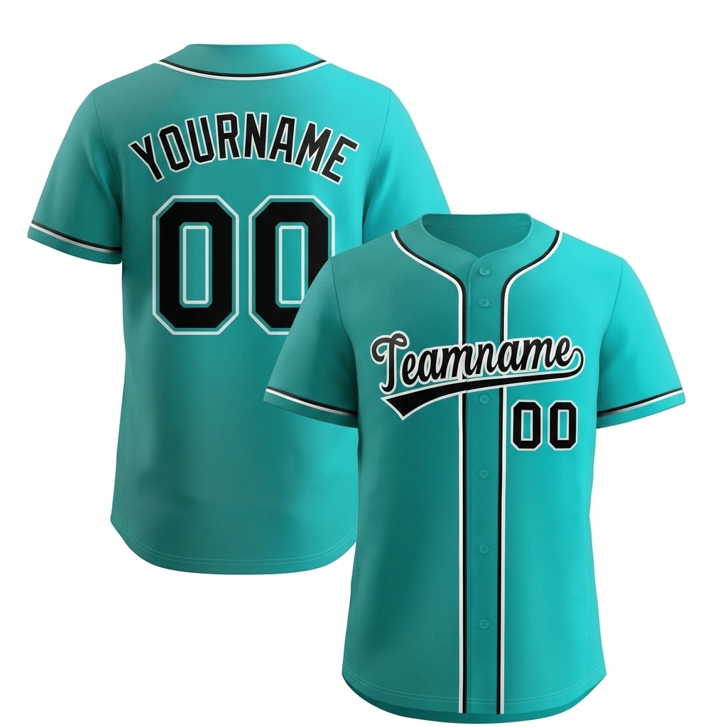 Custom Aqua & Navy/White Gradient Fashion Baseball Jersey